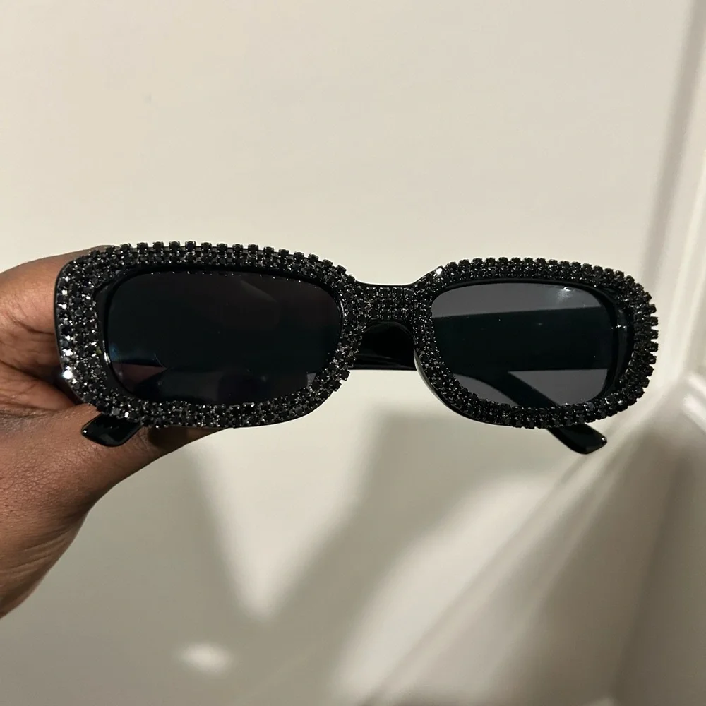 Black Rhinestone Sunglasses - Picture 3 of 5